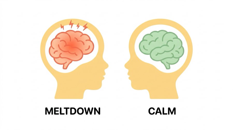 A child's brain during a meltdown versus calm