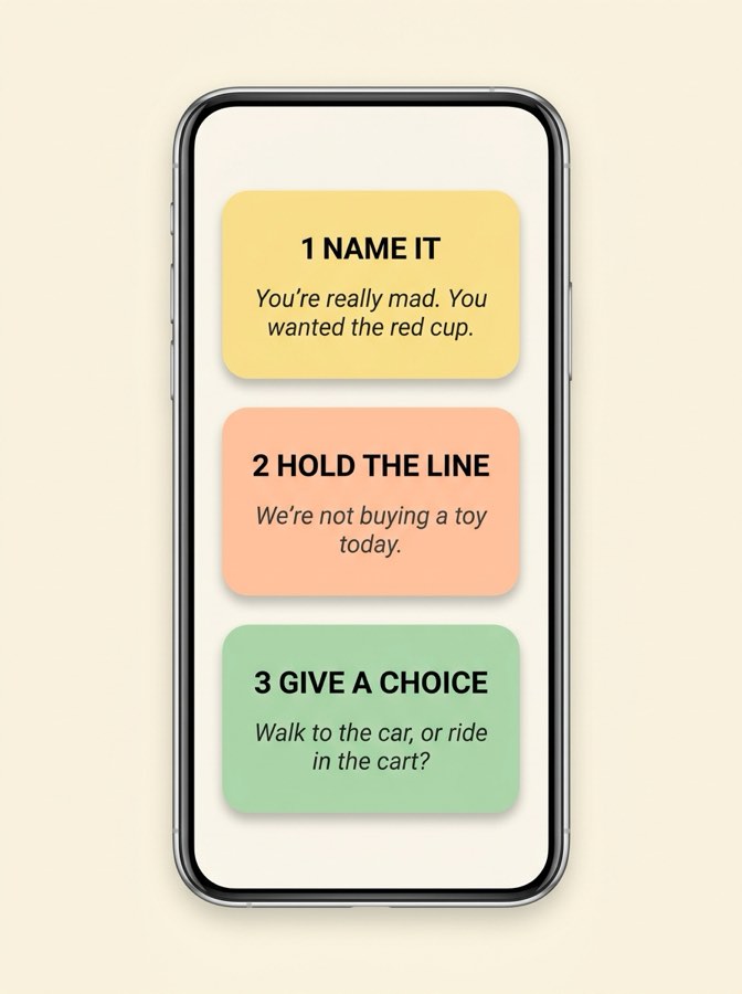 Three steps on a phone: Name it, Hold the line, Give a choice