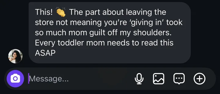 Instagram message: leaving the store is not giving in